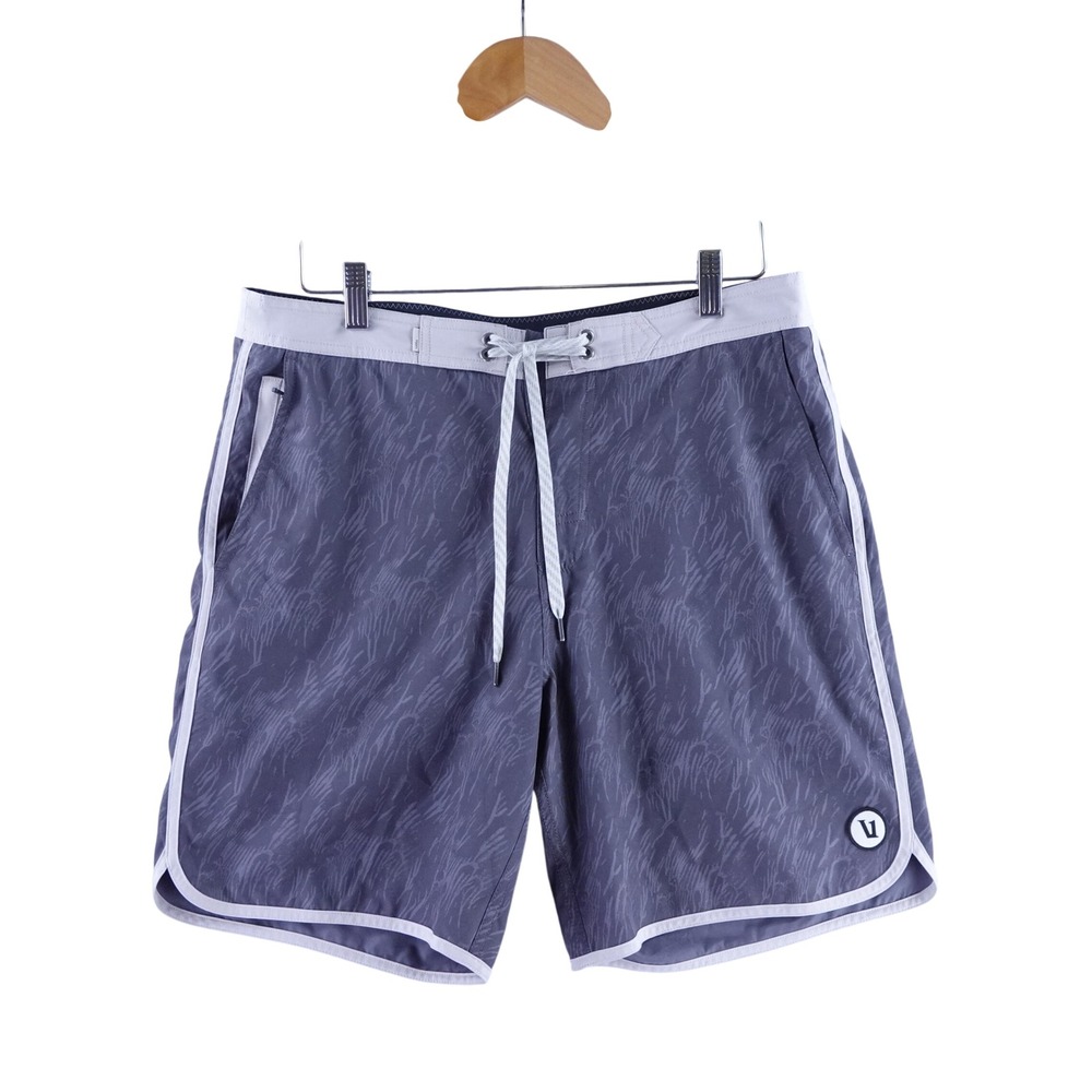 Vuori Mens Cruise Board Shorts Grey Abstract Print Swim Trunks Size 32 V314